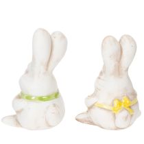 Prodotto Statuette di coniglietti pasquali, decorazioni in ceramica dipinte a mano, design divertente per le decorazioni pasquali, 11 cm, 4 pezzi