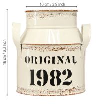 Prodotto Brocca decorativa in metallo “Originale 1982” color crema ruggine, altezza 16 cm, 2 pezzi