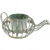 Fioriera caffettiera decorativa vaso in metallo per piantare L15,5cm Ø11,8cm