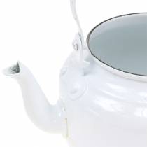 Prodotto Teiera decorativa, fioriera, metallo, bianco, shabby chic, Ø8,6cm, H16cm, vaso decorativo vintage