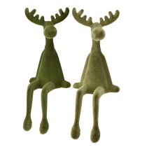 Prodotto Sgabello con bordo decorativo in legno di alce, verde, altezza 31 cm, 2 pezzi