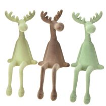 Prodotto Sgabello Edge con decorazione a forma di alce, floccato verde marrone menta, 31 cm, 3 pezzi