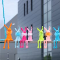 Prodotto Decorazione a forma di coniglietto pasquale, da mensola, seduta in plastica per la primavera, 27 cm, 2 pezzi