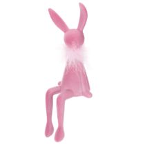 Prodotto Statuina di coniglietto pasquale con boa di piume, da scaffale, figura decorativa di Pasqua, 27 cm, 2 pezzi
