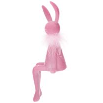 Prodotto Statuina di coniglietto pasquale con boa di piume, da scaffale, figura decorativa di Pasqua, 27 cm, 2 pezzi