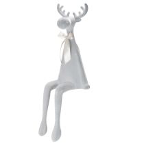 Prodotto Statuetta decorativa di alce floccata con fiocco, da appoggio su mensola, 80 cm