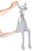 Prodotto Statuetta decorativa di alce floccata con fiocco, da appoggio su mensola, 80 cm