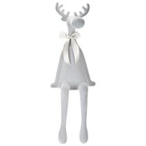 Prodotto Statuetta decorativa di alce floccata con fiocco, da appoggio su mensola, 80 cm