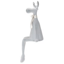 Prodotto Statuetta decorativa di alce floccata con fiocco, da appoggio su mensola, 80 cm