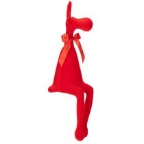Prodotto Statuetta decorativa di alce seduta con fiocco, in velluto, da posizionare su una mensola, 54 cm.