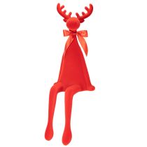 Prodotto Statuetta decorativa di alce, da appoggio su mensola, con fiocco, 80 cm.