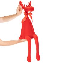 Prodotto Statuetta decorativa di alce, da appoggio su mensola, con fiocco, 80 cm.