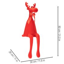 Prodotto Statuetta decorativa di alce, da appoggio su mensola, con fiocco, 80 cm.