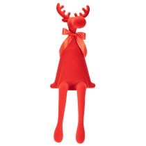 Prodotto Statuetta decorativa di alce, da appoggio su mensola, con fiocco, 80 cm.