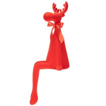 Prodotto Statuetta decorativa di alce, da appoggio su mensola, con fiocco, 80 cm.