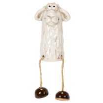Prodotto Statuetta di pecora in ceramica, pecora seduta, per la decorazione pasquale e per tutto l'anno, 18 cm, 3 pezzi
