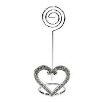 Portacarte cuore per decorazione tavola 4cm argento 6 pezzi