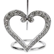 Portacarte cuore per decorazione tavola 4cm argento 6 pezzi