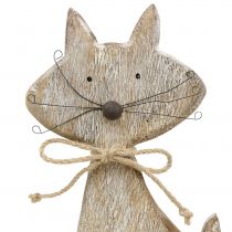 Figura in legno gatto natura, bianco 37cm