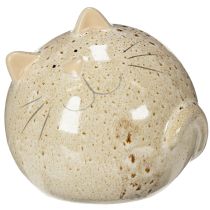 Prodotto Statuetta decorativa in ceramica a forma di gatto, rotonda, ideale per soggiorno o camera da letto, 13 cm.