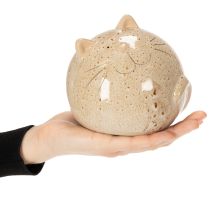 Prodotto Statuetta decorativa in ceramica a forma di gatto, rotonda, ideale per soggiorno o camera da letto, 13 cm.