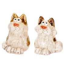 Prodotto Statuette decorative in ceramica a forma di gatto, divertenti statuette di animali per la decorazione del soggiorno, 8 cm, 4 pezzi