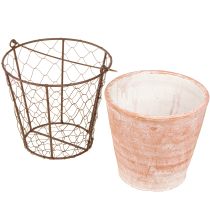 Prodotto Cesto portavaso in ceramica con manico in metallo marrone Ø18cm