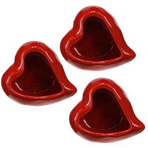 Prodotto Ciotola decorativa in ceramica cuore rosso lucido 11,5×10×5,5 cm 3 pz