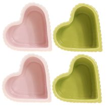 Prodotto Cuori decorativi in ceramica verde pastello rosa 11×10×6 cm 4 pz
