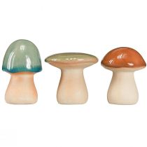 Prodotto Decorazione funghi in ceramica marrone verde blu decorazione autunnale H6-7,5 cm 3 pz