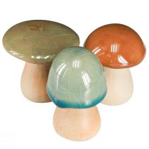 Prodotto Decorazione funghi in ceramica marrone verde blu decorazione autunnale H6-7,5 cm 3 pz