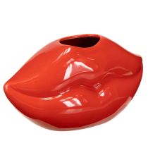 Vaso decorativo in ceramica a forma di bocca di bacio rosso 17×8,5×9cm