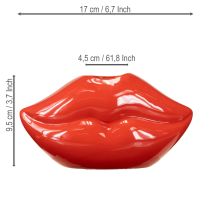 Prodotto Vaso decorativo in ceramica a forma di bocca di bacio rosso 17×8,5×9cm