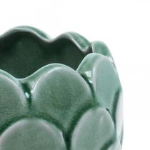 Vaso da fiori in ceramica smaltata verde craquelé vintage Ø17cm H15cm