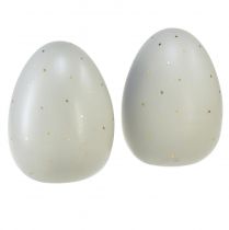Prodotto Decorazione uova di Pasqua in ceramica grigio pois oro Ø8cm H11cm 2pz