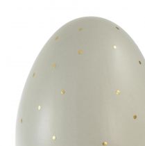 Prodotto Decorazione uova di Pasqua in ceramica grigio pois oro Ø8cm H11cm 2pz