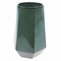 Prodotto Vaso in ceramica Vaso per fiori Verde Esagonale Ø14,5cm H21,5cm