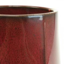 Vaso in ceramica Vaso per fiori rosso esagonale Ø14,5cm H21,5cm