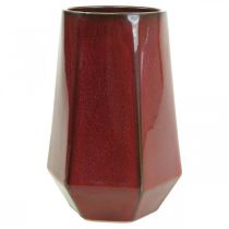Vaso in ceramica Vaso per fiori rosso esagonale Ø14,5cm H21,5cm