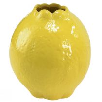 Vaso in ceramica decoro giallo limone mediterraneo Ø12cm H14,5cm