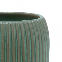 Vaso in ceramica con scanalature Vaso in ceramica verde chiaro Ø13cm H20cm