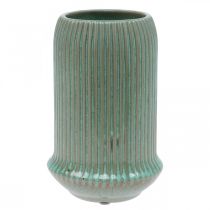 Prodotto Vaso in ceramica con scanalature Vaso in ceramica verde chiaro Ø13cm H20cm