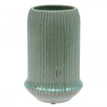Vaso in ceramica con scanalature Vaso in ceramica verde chiaro Ø13cm H20cm