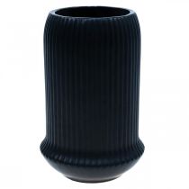 Vaso in ceramica con scanalature Vaso in ceramica nera Ø13cm H20cm