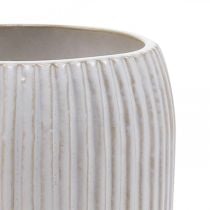 Vaso in ceramica con scanalature Vaso in ceramica bianca Ø13cm H20cm