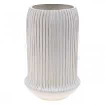 Prodotto Vaso in ceramica con scanalature Vaso in ceramica bianca Ø13cm H20cm