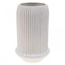 Vaso in ceramica con scanalature Vaso in ceramica bianca Ø13cm H20cm
