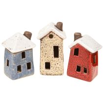 Prodotto Decorazione dell&#39;Avvento in ceramica per casa crema rosso grigio 8,5/9,5 cm 3 pezzi