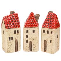 Prodotto Casette in ceramica, piccole case decorative, decorazione autunnale, H8cm, 6 pezzi
