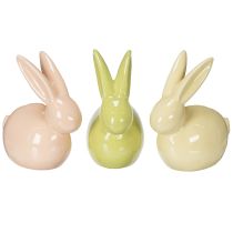 Prodotto Coniglio in ceramica, statuetta decorativa per una Pasqua elegante, 11×6,5×12,5 cm, 3 pezzi